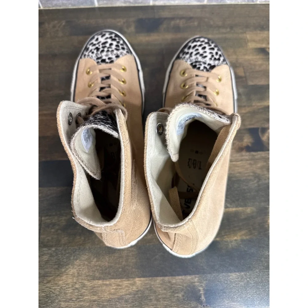 Converse Chuck Taylor All Star Hi Suede Leopard Print Tan Sneakers Wmns 12 Mn 10 - Picture 5 of 10